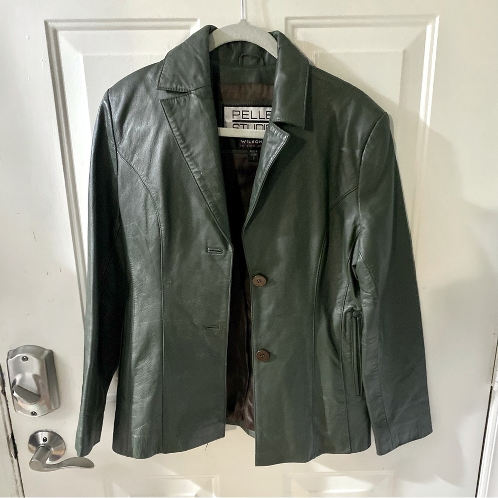 Y2K Vintage Green Pelle Studio/Wilson’s Leather dark green jacket